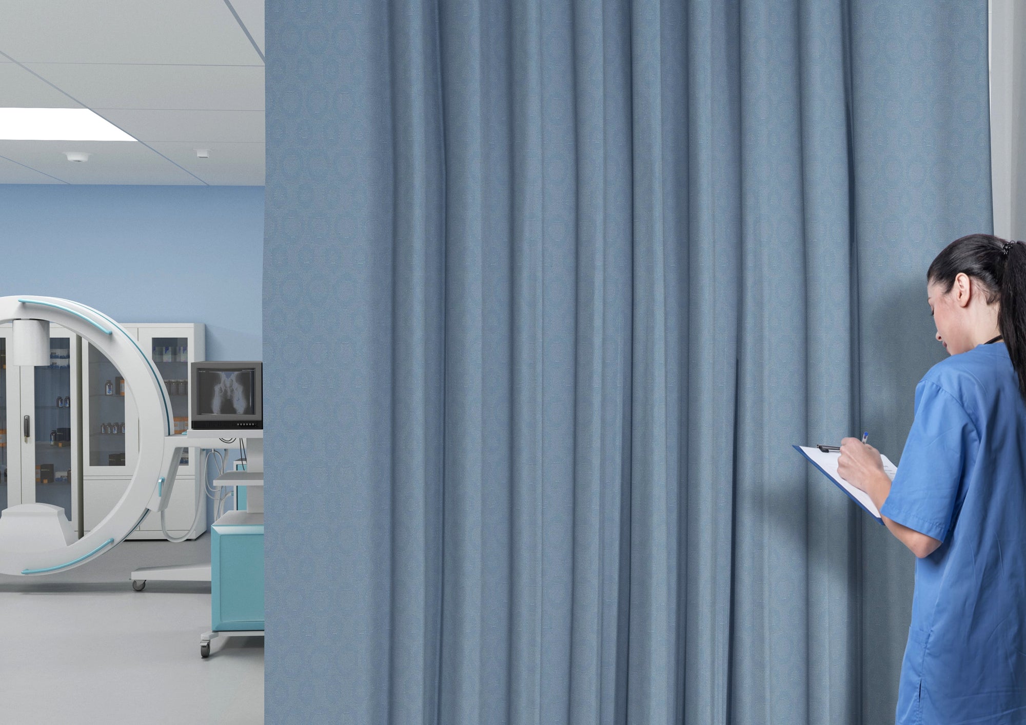 Imperial privacy curtains installed in an emergency department
