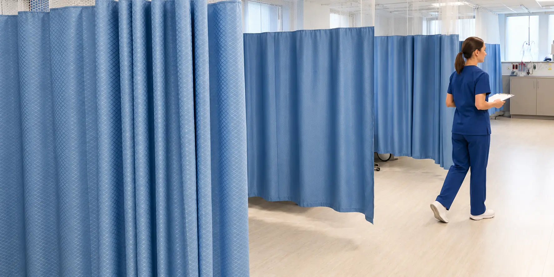 Imperial privacy curtains installed in an emergency department