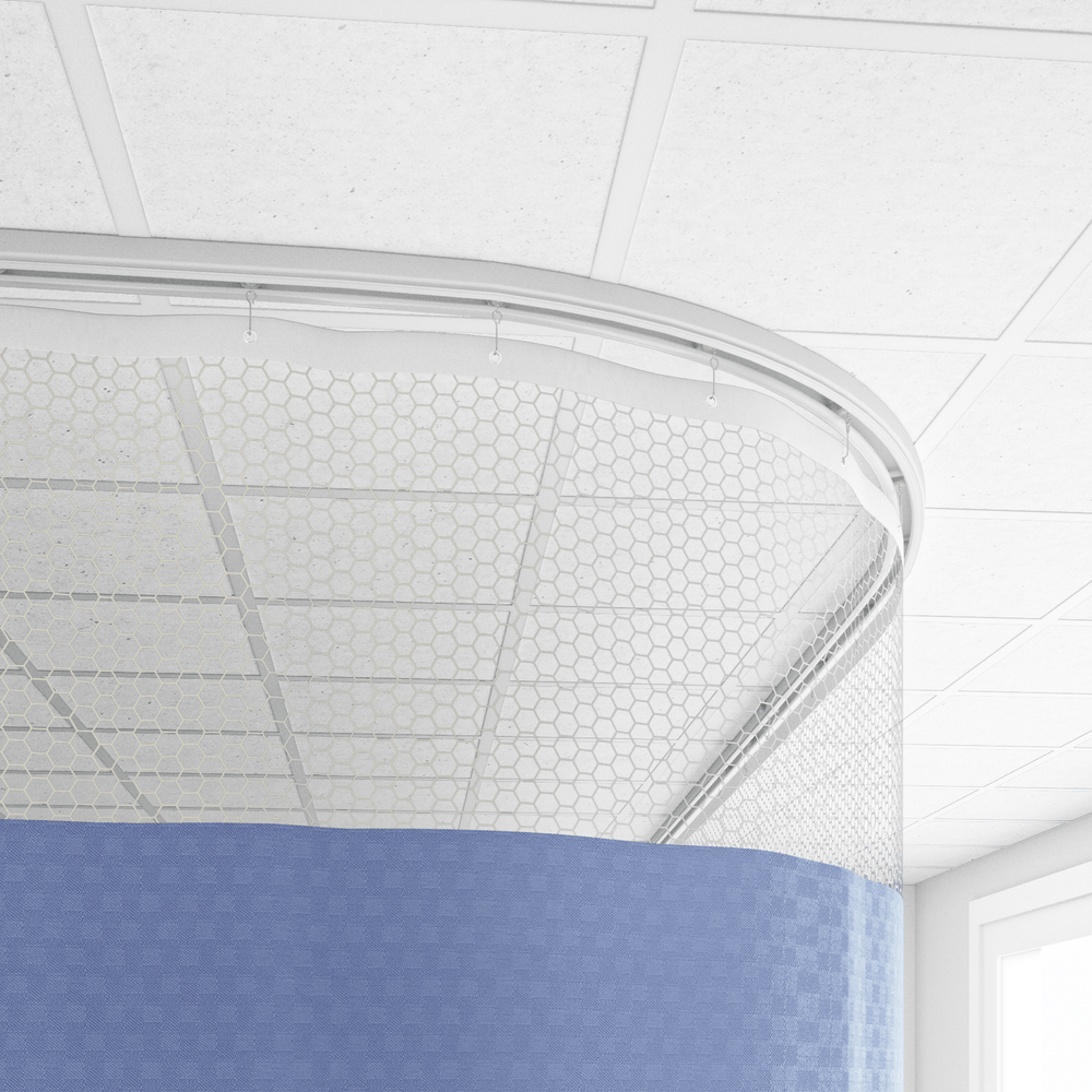Mesh and cubicle curtain track for hospital